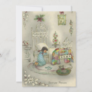 Vintage Little Girl Bedtime Prayer Holiday Card