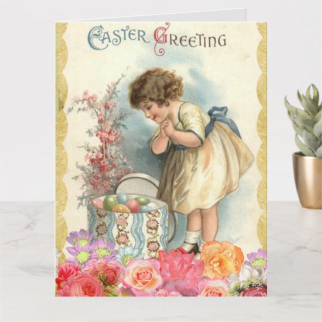 Vintage Little Girl Easter Card (Small Plant)