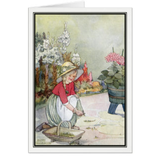 Vintage Little Girl Gardening by Anne Anderson