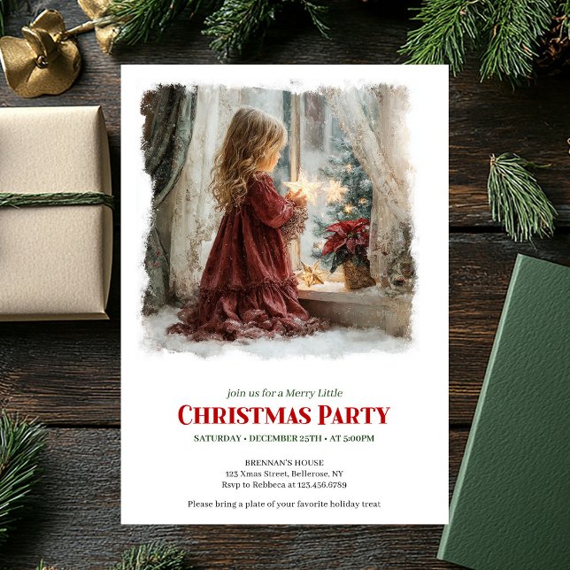 Vintage little girl holding shining star editable  invitation (Vintage little girl holding shining star editable invitation

)