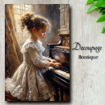 Vintage Little Girl Playing The Piano Decoupage Tissue Paper<br><div class="desc">Transform your furniture into a musical work of art with this enchanting musical prodigy design. This beautiful decoupage tissue paper features an enchanting image of a young girl pianist, gracefully playing the piano. The delicate details of her golden locks, her lacy dress and the warm vintage tones make this piece...</div>