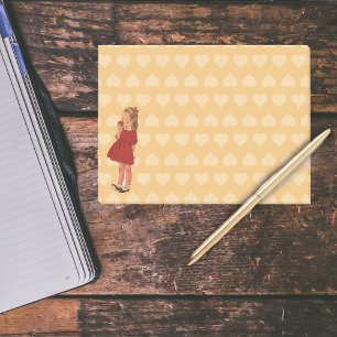 Vintage Little Girl Red Dress Apple Post-it Notes