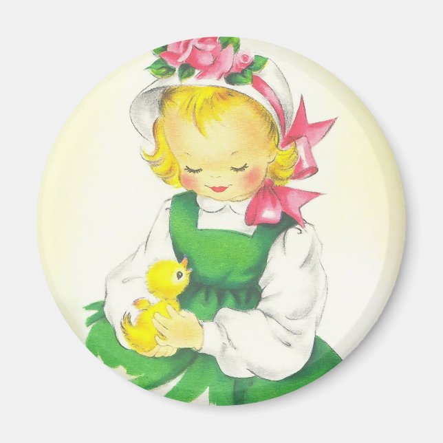 Vintage Little Girl Retro Cute Magnet (Front)