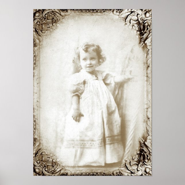 Vintage Little Girl Sepia Poster (Front)