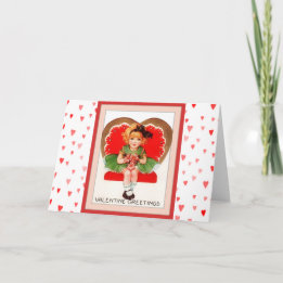 Vintage Little Girl Valentine's Day Holiday Card