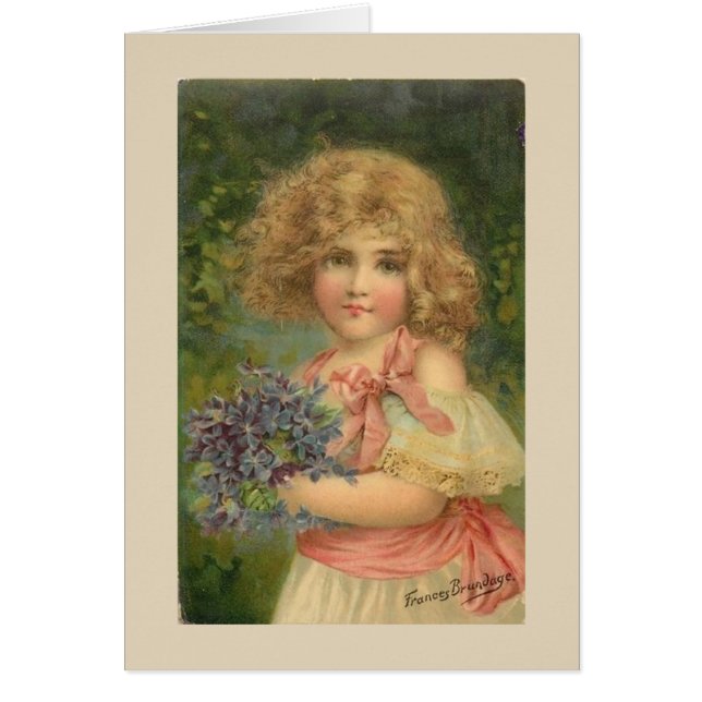 Vintage - Little Girl with Violets, (Front)