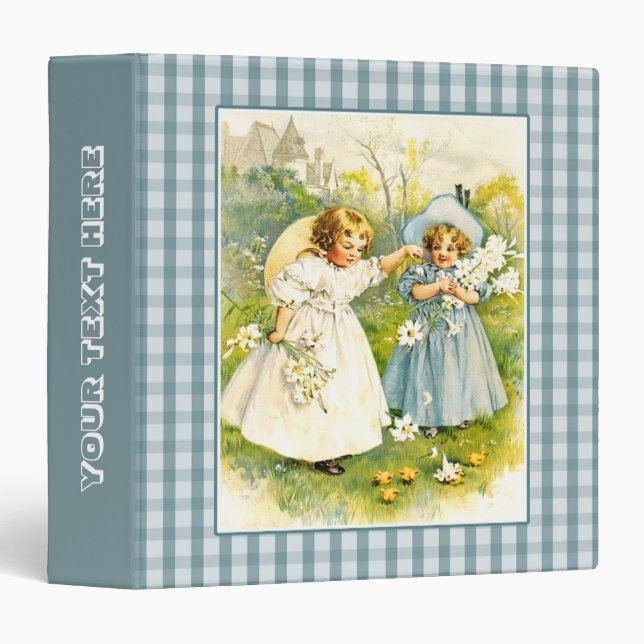 Vintage Little Girls with Chicks Gift  Binder (Front/Spine)