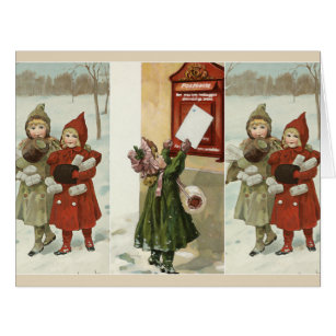 Vintage little girls with parcels and letters