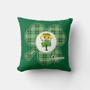Vintage Little Irish Girl   Custom Name Gift  Throw Pillow
