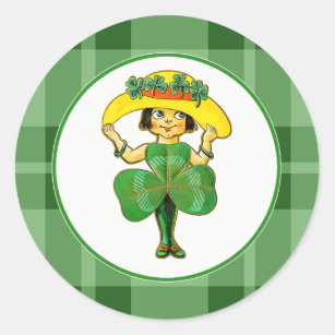Vintage Little Irish Girl St. Patrick's Day  Classic Round Sticker