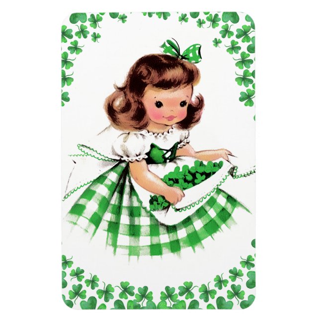 Vintage Little Irish Girl St. Patrick's Day  Magnet (Vertical)