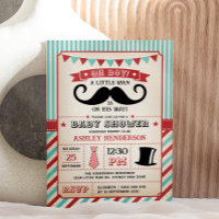 Vintage Little Man Moustache Boy Baby Shower