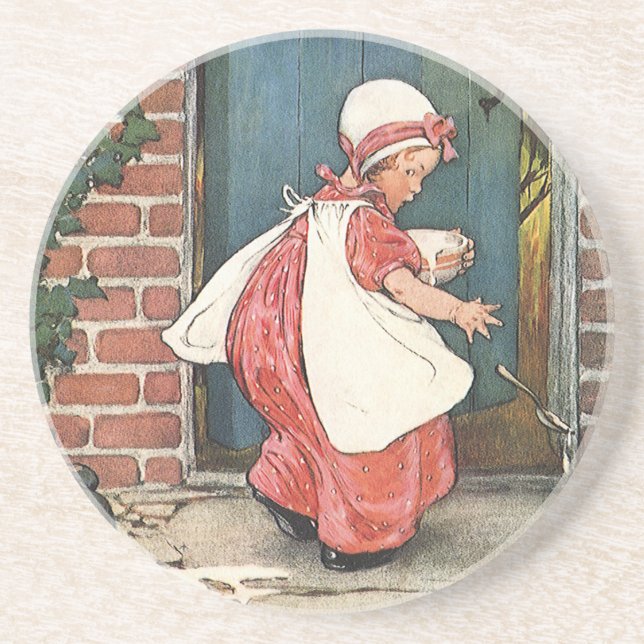 Vintage Little Miss Muffet Spider Nursery Rhyme Coaster (Front)