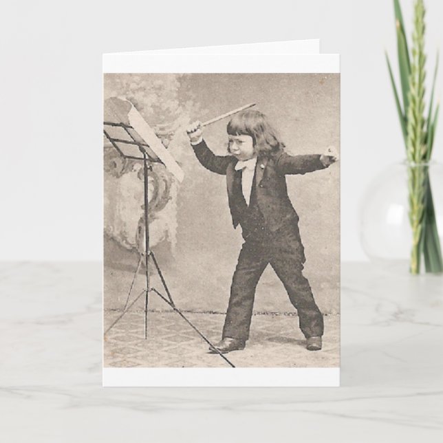 Vintage Little Orchestra Conductor Note Card (Front)