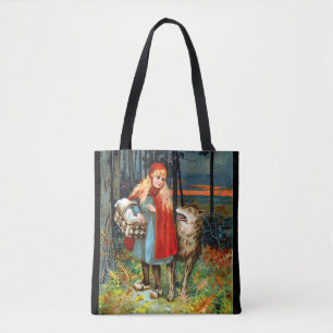 Vintage Little Red Riding Hood And Bad Wolf Tote Bag