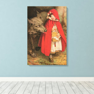 Vintage Little Red Riding Hood and Big Bad Wolf Canvas Print