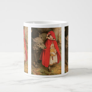Vintage Little Red Riding Hood and Big Bad Wolf Large Coffee Mug