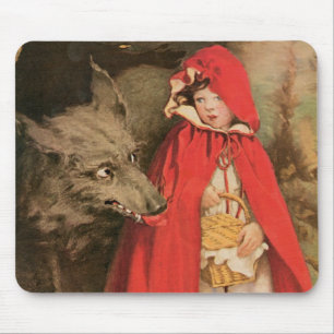 Vintage Little Red Riding Hood and Big Bad Wolf Mouse Pad
