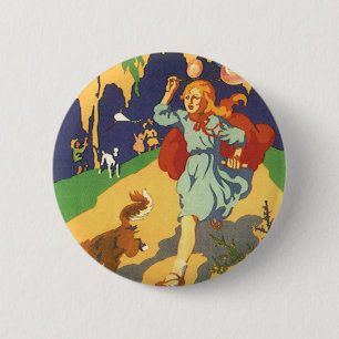 Vintage Little Red Riding Hood at a Birthday Party 2 Inch Round Button