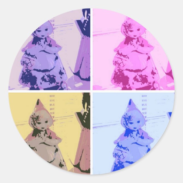 Vintage Little Red Riding Hood Classic Round Sticker (Front)