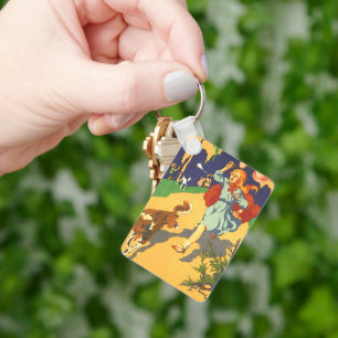 Vintage Little Red Riding Hood, Dog and Balloons Keychain