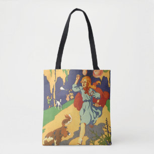 Vintage Little Red Riding Hood, Dog and Balloons Tote Bag