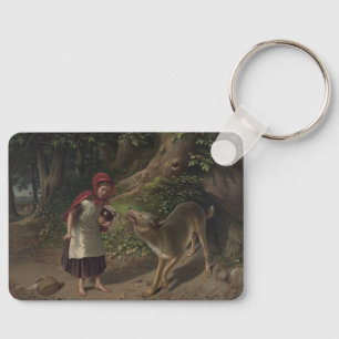 Vintage Little Red Riding Hood Fairy Tale Art Keychain