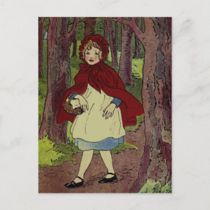 Vintage Little Red Riding hood Illustration Postcard