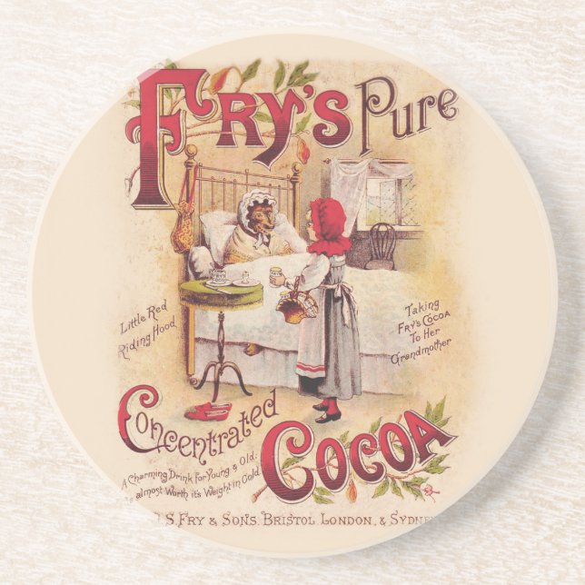 Vintage Little Red Riding Hood Victorian Cocoa Coaster (Front)