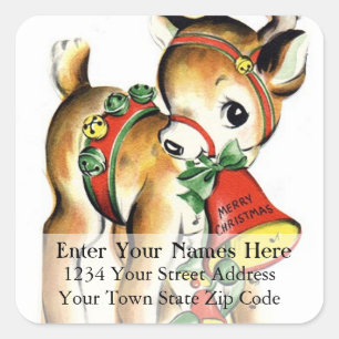 Vintage Little Reindeer Christmas Address Label