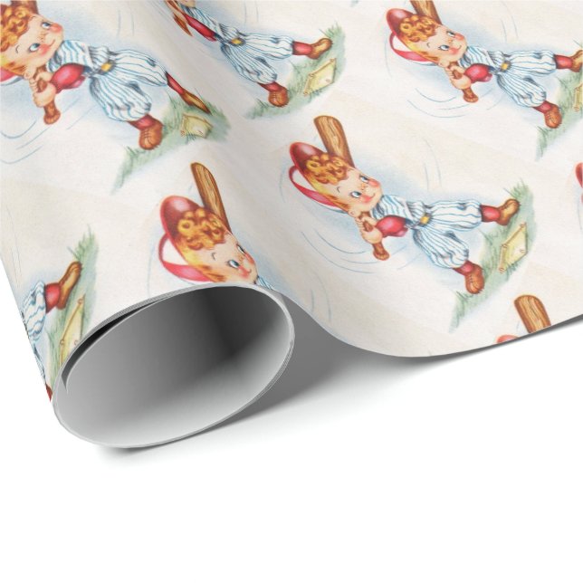 Vintage Little Slugger Baseball Wrapping Paper (Roll Corner)