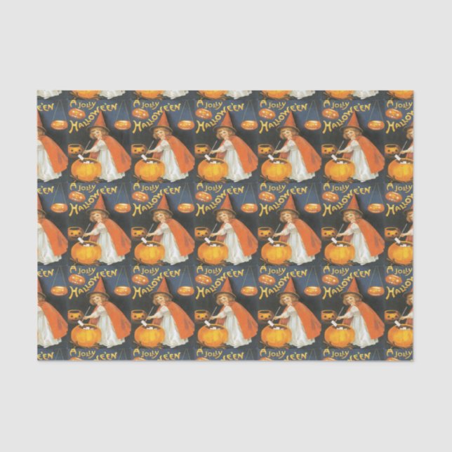 Vintage Little Witch Boiling Trouble Tissue Paper (Front)