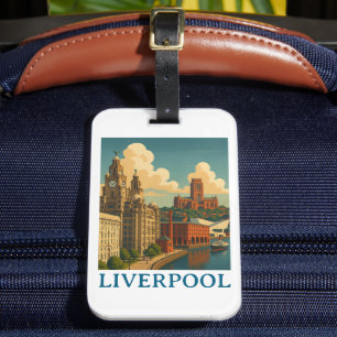 Vintage Liverpool England Travel City View Luggage Tag