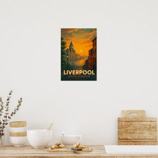 Vintage Liverpool England Travel Poster