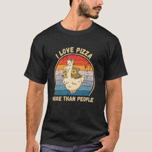 Vintage Llama I Love Pizza More Than People Pizza T-Shirt