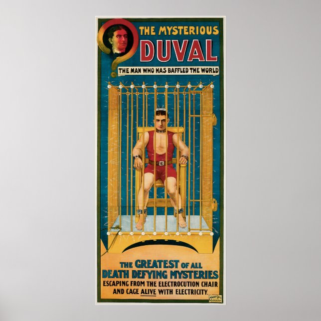 Vintage L'mystérieuse affiche magique Duval (Devant)