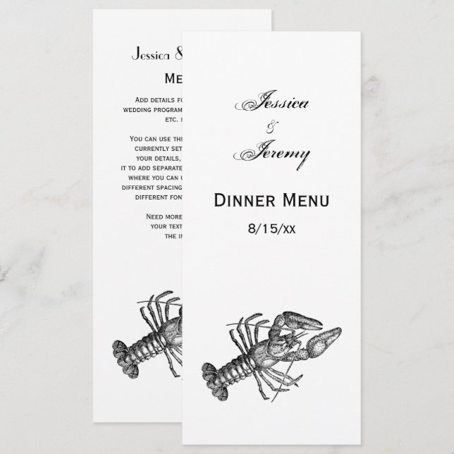 Vintage Lobster #1 Drawing Invitation (Front/Back)