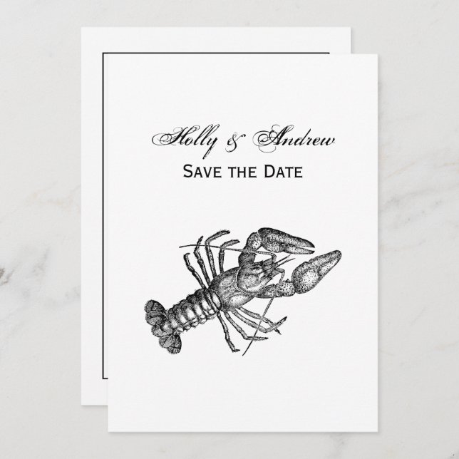 Vintage Lobster #1 Drawing Invitation (Front/Back)