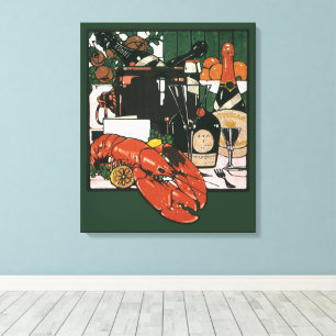 Vintage Lobster Champagne; Fancy Elegant Party Canvas Print