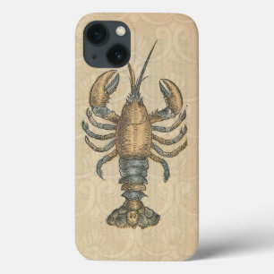 Vintage Lobster Illustration: Coastal Damask  iPhone 13 Case