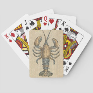 Vintage Lobster Illustration: Coastal Damask Playing Cards