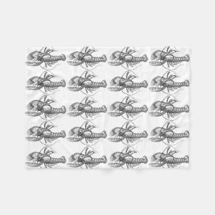 Vintage Lobster Illustration Fleece Blanket