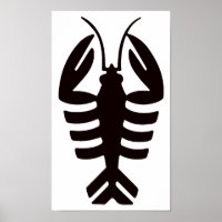 Vintage Lobster in Black, Art Deco Seafood