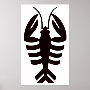 Vintage Lobster in Black, Art Deco Seafood Poster