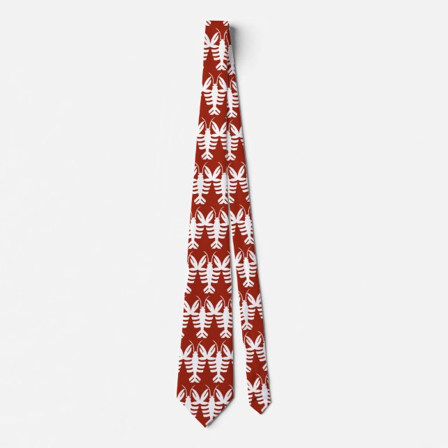 Vintage Lobster in White, Art Deco Seafood Tie (Front)