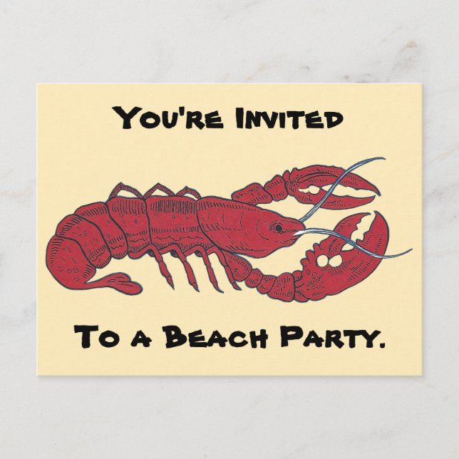 Vintage Lobster Invitation Postcard (Front)