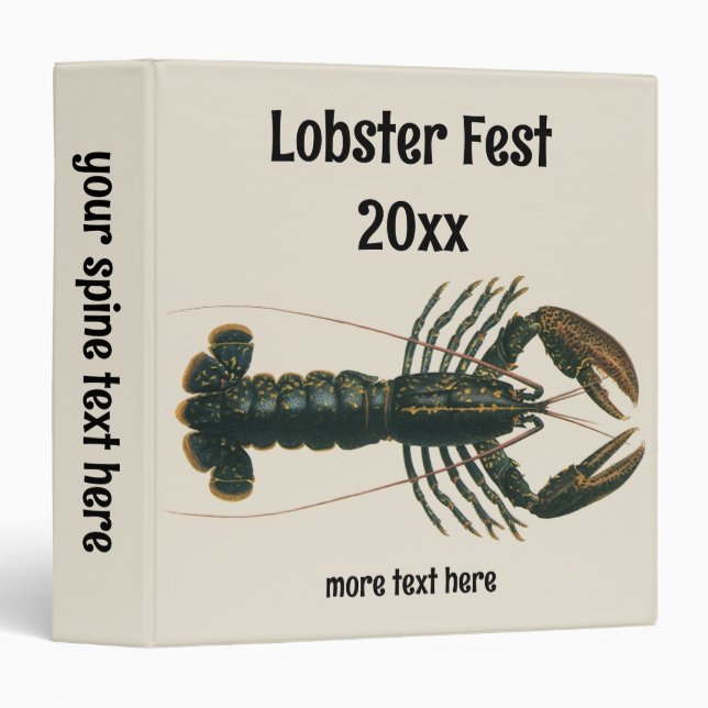 Vintage Lobster, Marine Ocean Life Crustacean Binder (Front/Spine)