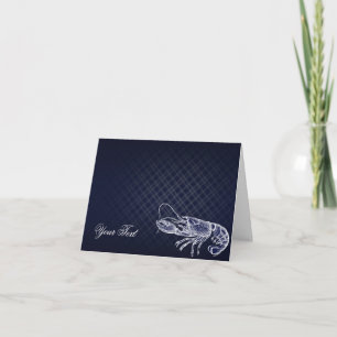 Vintage Lobster Navy Blue Elegant Chic Thank You