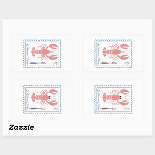 Vintage Lobster Postage Stamp Border Sticker