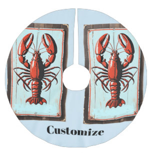 Vintage Lobster Sign Thunder_Cove Brushed Polyester Tree Skirt